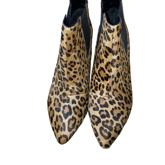 French Connection ankle booties calf hair leopard tan and black heeled SZ 7.5 - Picture 3 of 7